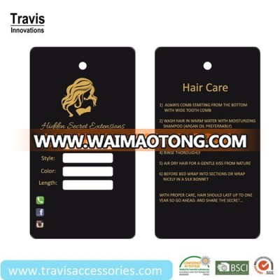 Custom Personalized Brand Hair Extension Hang Tag With Gold Stamping