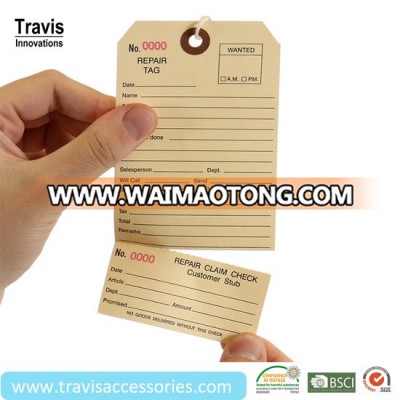 Manila Paper Rings Repair Rental Hangtag, Shipping Key Tags with Stub